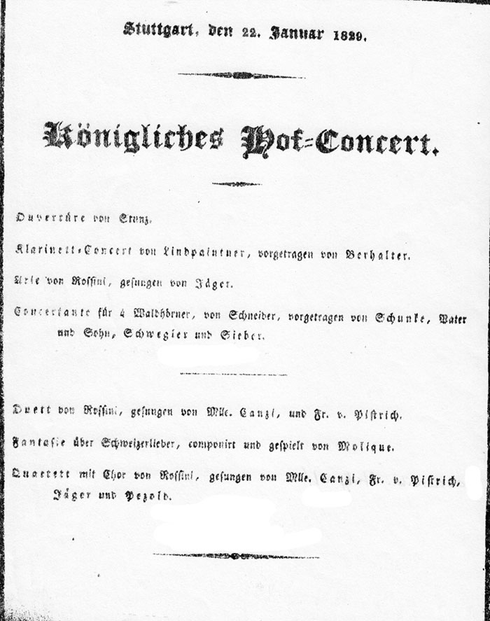 Konzert 1829 mit dem Concerto für 4 Hörner